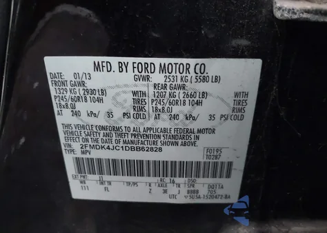 2013 Ford Edge Sel z USA, uszkodzony, nr VIN 2FMDK4JC1DBB62828